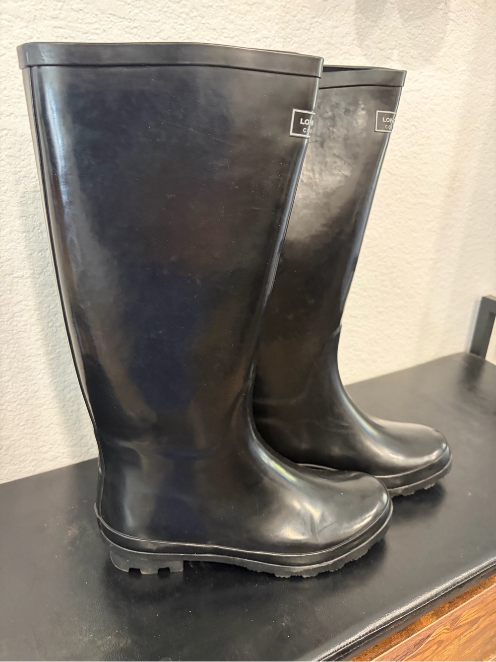 London fog Thames Women's Classic Black tall Waterproof Rain Boots - Brand new